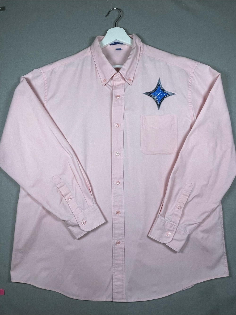 VTG NASA Launch Services Program Port Authority Pink Button Down Shirt 2XL